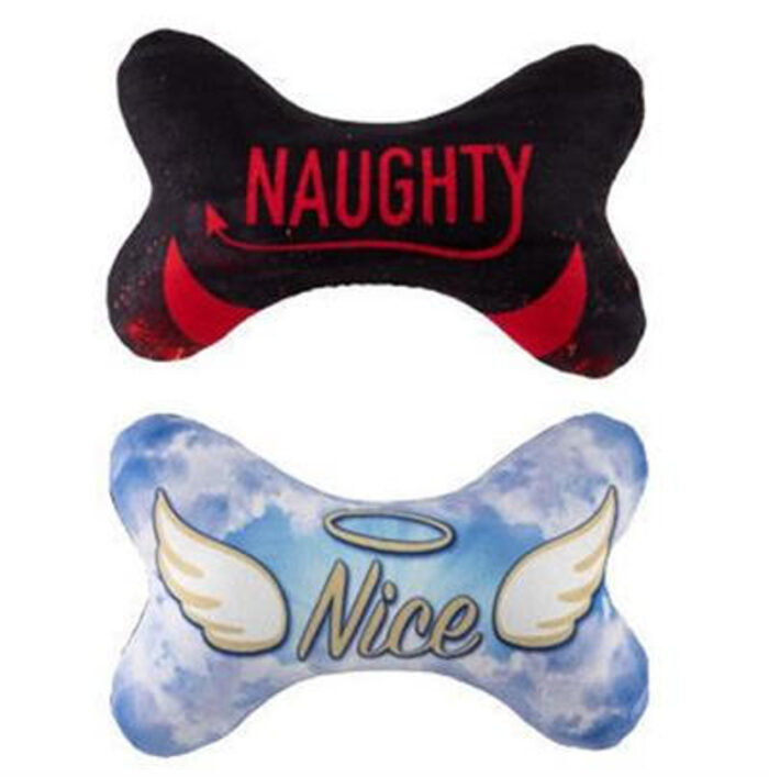 Naughty & Nice Plush Squeaker Bone Small Toy - Image 1