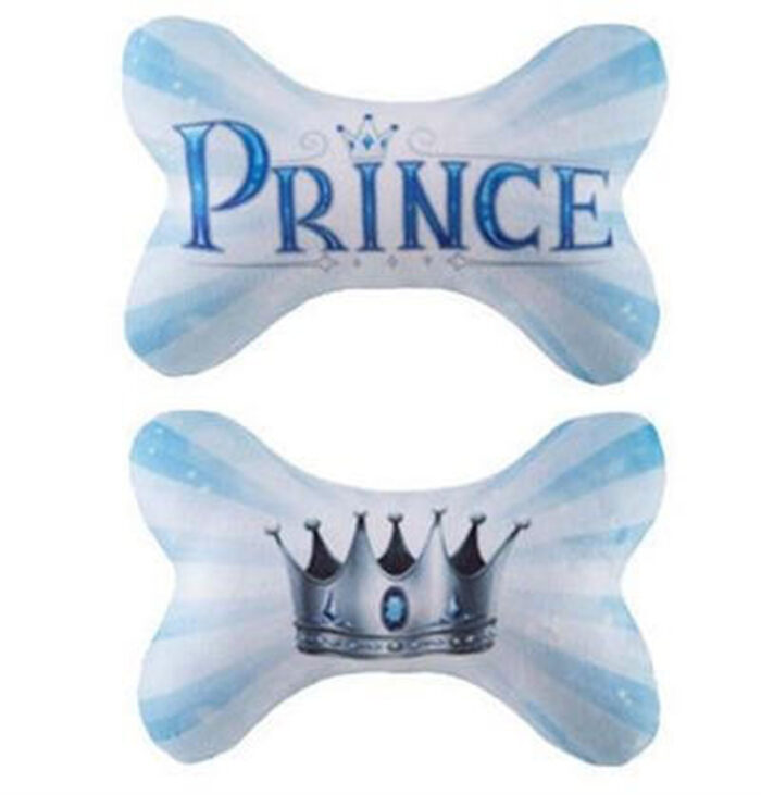 Prince Plush Squeaker Bone Small Toy - Image 1