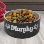 Engraved Paw Prints Stainless Steel Pet Bowl - Image 2