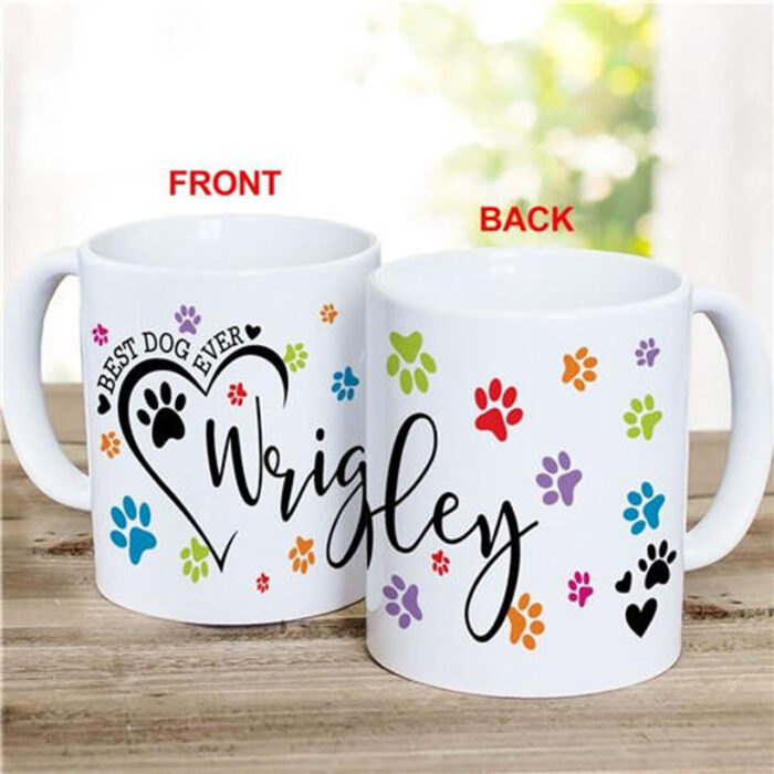 Personalized Best Dog Ever Colorful Paws Mug - Image 1