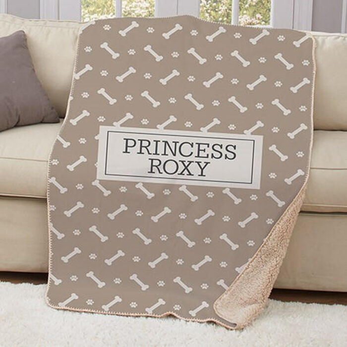 Personalized Dog Bone Sherpa Blanket - Image 4