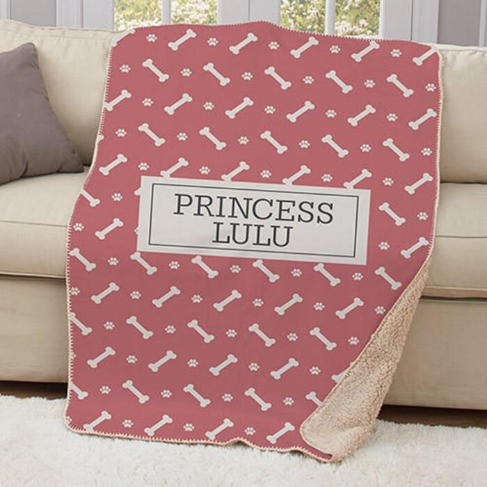 Personalized Dog Bone Sherpa Blanket - Image 2