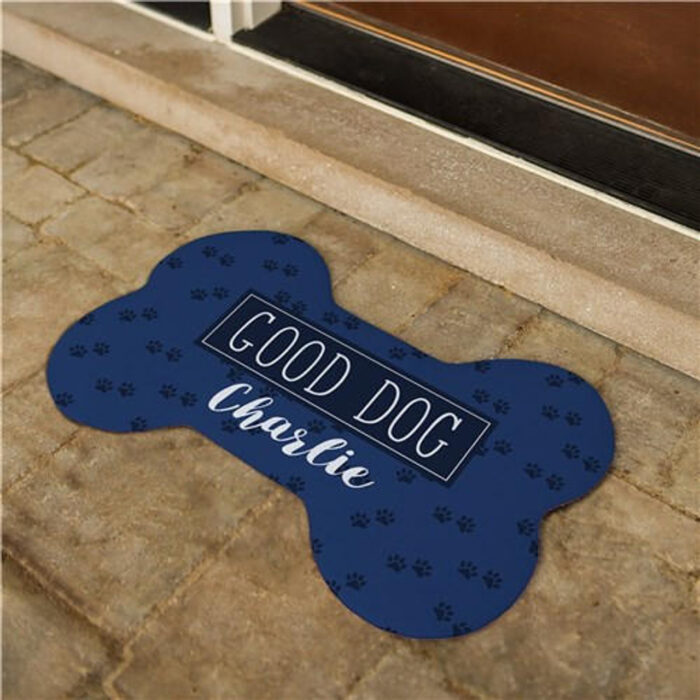 Personalized Good Dog Dog Bone Rug/Food Mat - Image 2