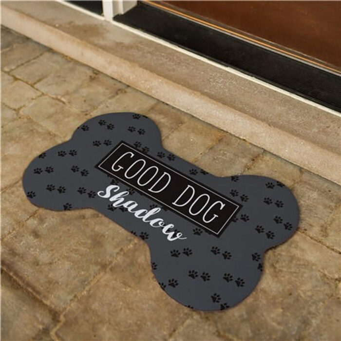 Personalized Good Dog Dog Bone Rug/Food Mat - Image 3